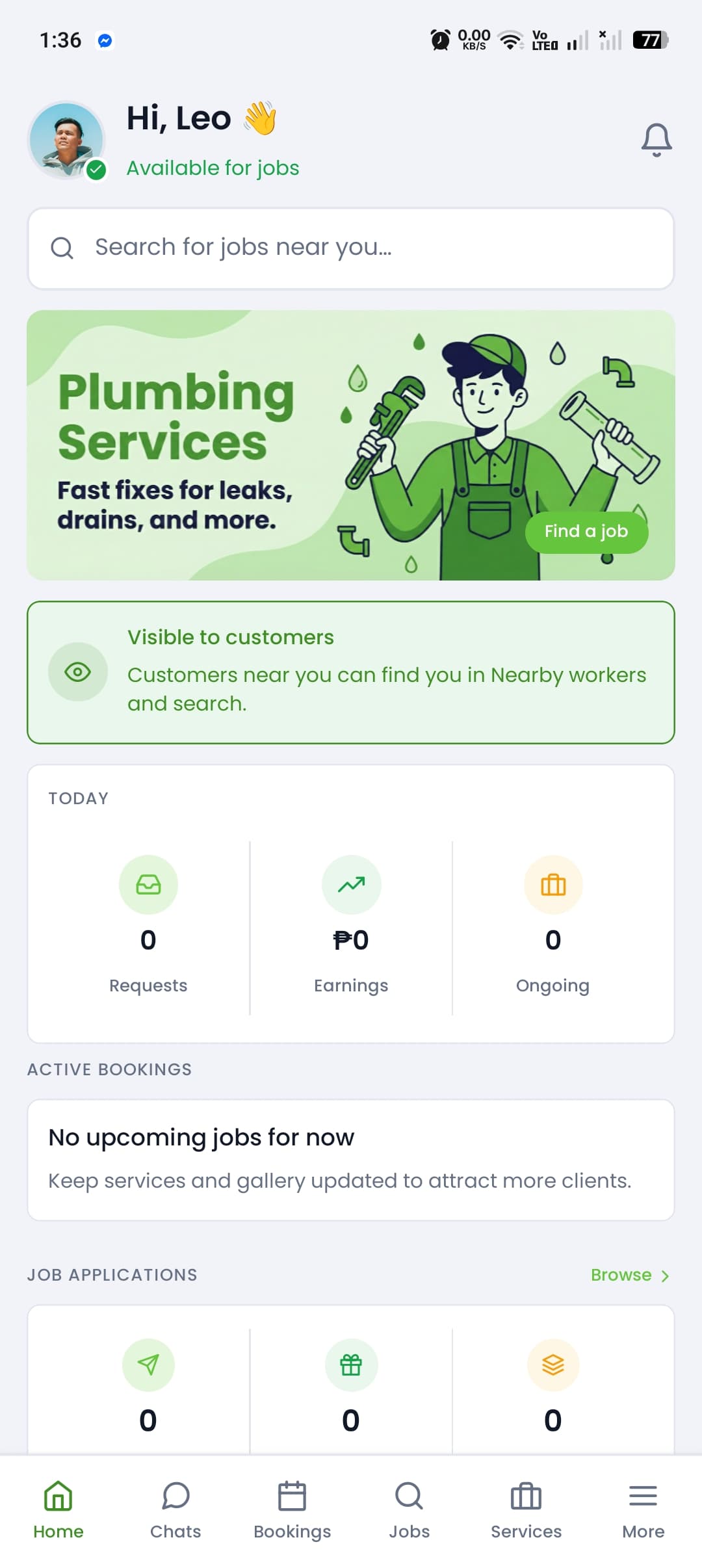 Workermo worker app screen